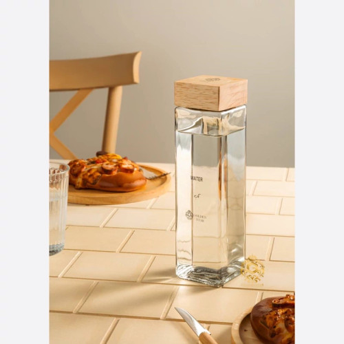 بطری شیشه ای درب مربع چوبی گلدن استار Golden Star