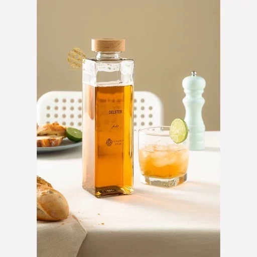 بطری شیشه ای درب مربع چوبی گلدن استار Golden Star